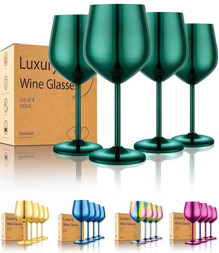 Unbreakable Stainless Steel Wine Glasses Set of 4 (4 Count)
