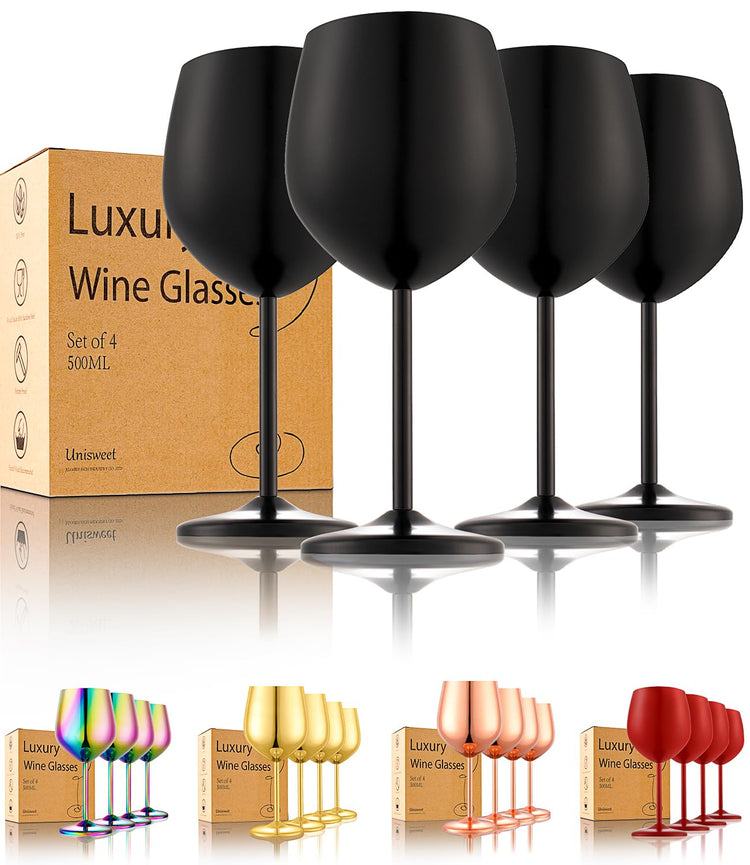 Unbreakable Stainless Steel Wine Glasses Set of 4 (2 Count)