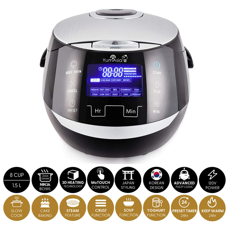 Sakura Rice Cooker with Ceramic Bowl and Advanced Fuzzy Logic