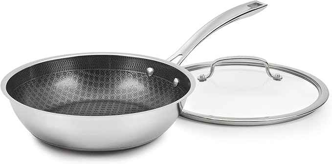Cuisinart FusionPlus Hybrid Nonstick Stainless Steel Cookware, 10.25-Inch Deep Fry Pan Skillet with Cover, PFAS-Free PURELYSEAR Ceramic Technology, Scratch Proof, Cool Grip Handles, Dishwasher Safe