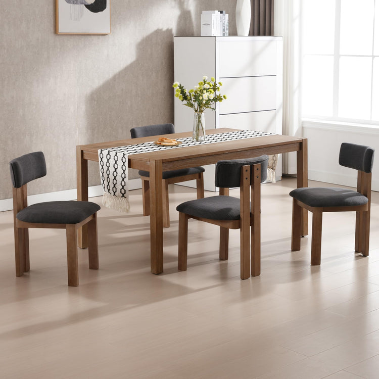 Dining Chairs Set of 6 Linen Fabric Diner Chairs Farmhouse Wood Chairs for Kitchen and Dining Room (6 Count)