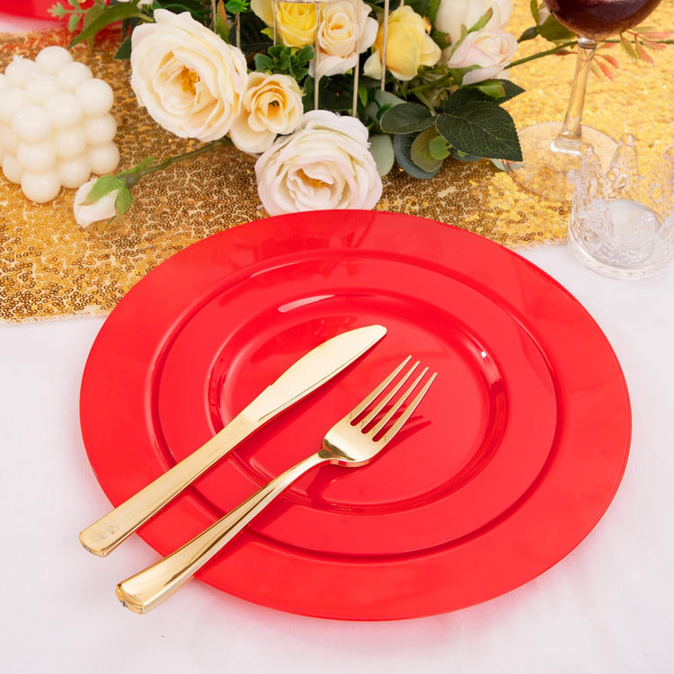60PCS Red Plastic Plates (60 Count)
