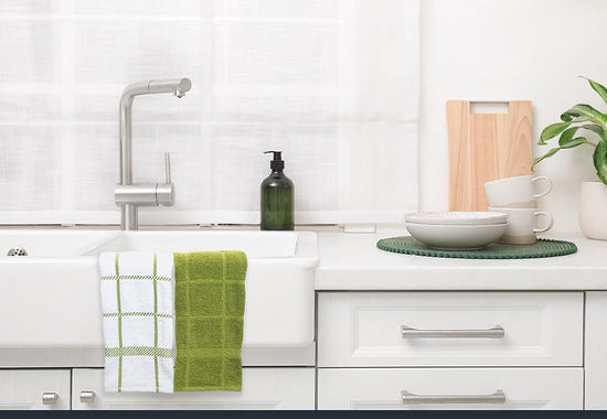 100% Cotton Terry Dish Towels, 4 pack16 x26 Inches, Super Soft and Absorbent Kitchen Towels, Perfect for Kitchen Cleaning and Dish Washing | Green - Nestoria