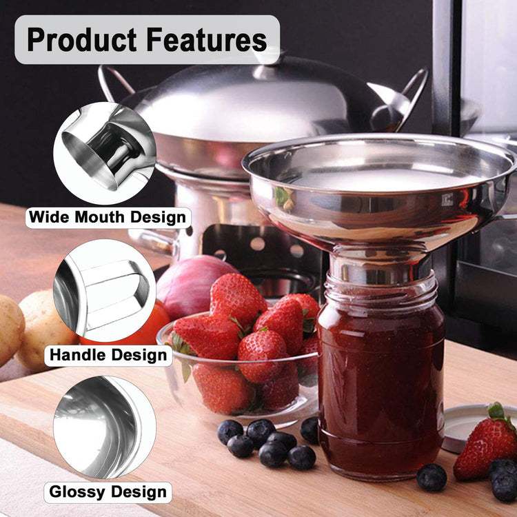 Stainless Steel Food Canning Funnels for Kitchen Use (5 Count)