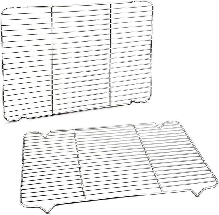 P&P CHEF Cooling Baking Rack Pack of 2, Stainless Steel Cooling Racks for Cooking Baking Roasting Grilling Drying, Dense Wires & Smooth Edge, Easy to clean, Silver, 16.6" x 11.5"