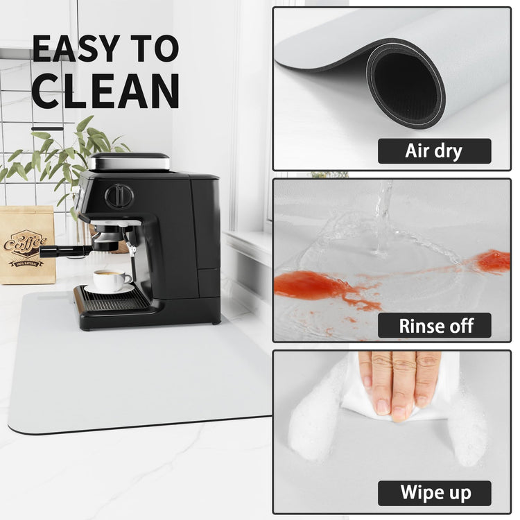 Coffee Mat Absorbent Hide Stain Rubber Backed Dish Drying Mat for Kitchen Counter