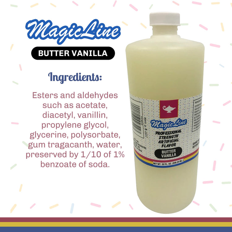 Magic Line Butter Vanilla Flavoring Oil for Baking 32 Ounces