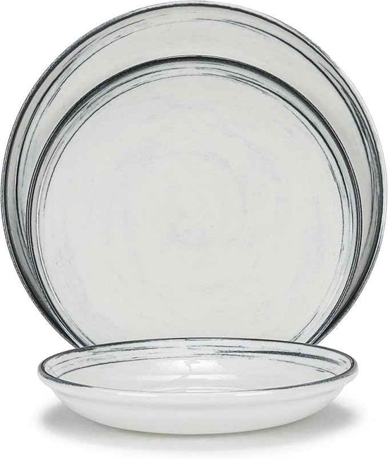 French Home 12-Piece Dinnerware Set – Water's Edge Porcelain Plates and Bowls – Elegant, Lead-Free Stoneware Set for Everyday Use