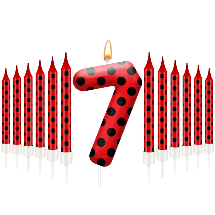 13PCS Ladybug Theme Birthday Candles Set (13 Count)