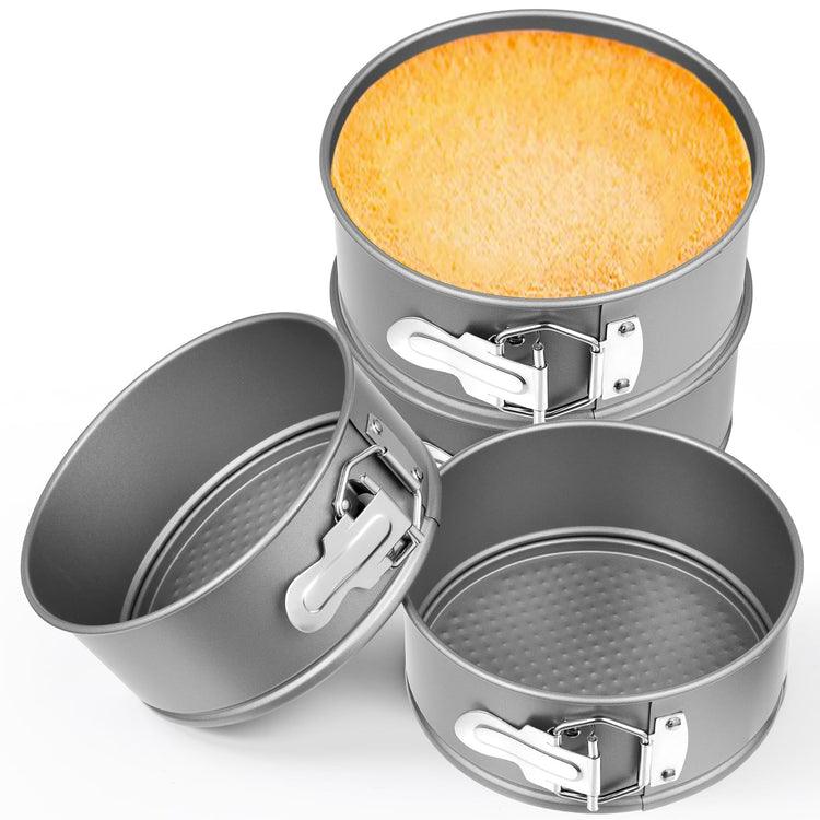 4 Pcs 6 Inch Non Stick Springform Pan with Removable Bottom Carbon Steel Round Springform Cheesecake Pan with Stainless Steel Spring Buckles for Baking Kitchens Restaurant (4 Count)
