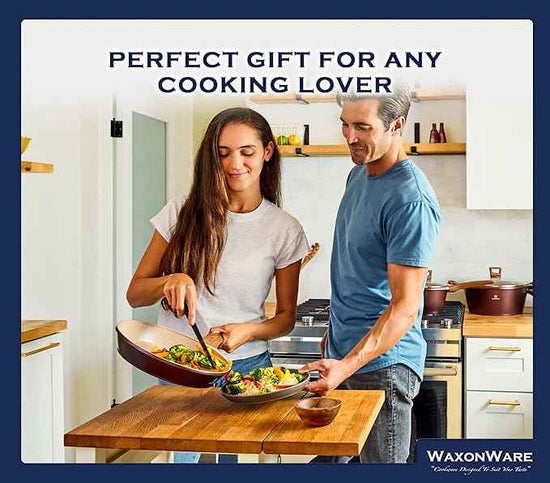Waxonware 7pc Kitchen Pots and Pans Set Non stick German Coated, Kitchen Cookware Set Premium - Dishwasher Safe and 100% PFOA and PTFE Free - Induction Cooking Non Stick Pots and Pan Set - Marbellous