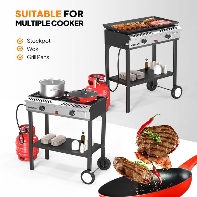 2 Burner Outdoor Propane Gas Stove with Auto