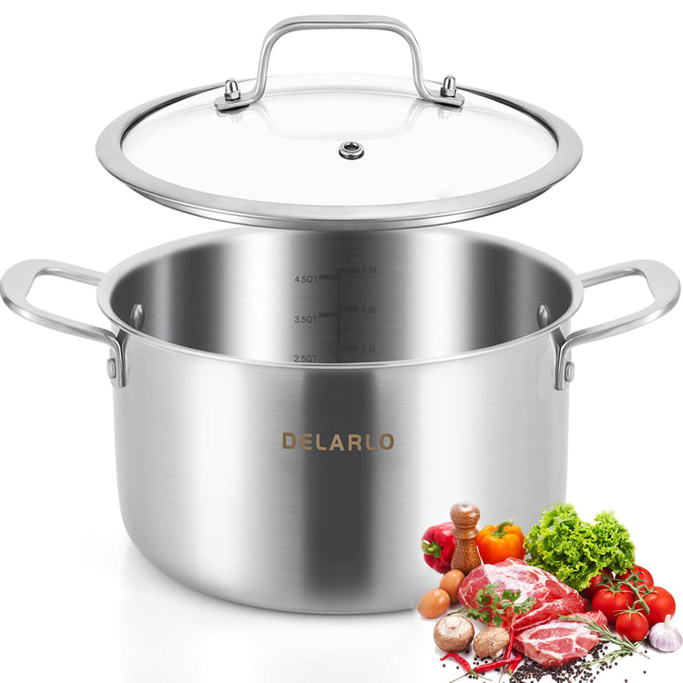Tri ply Stainless Steel 5 Quart Heavy Duty Induction Stock Pot