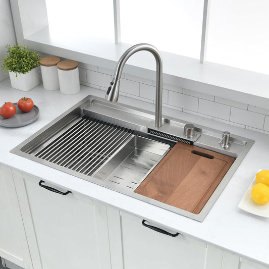 33 Inch Drop In Kitchen Sink with Faucet Combo