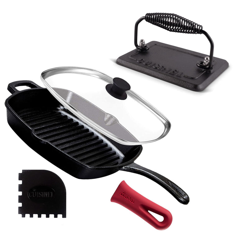 10.5 Inch Square Cast Iron Grill Pan Set