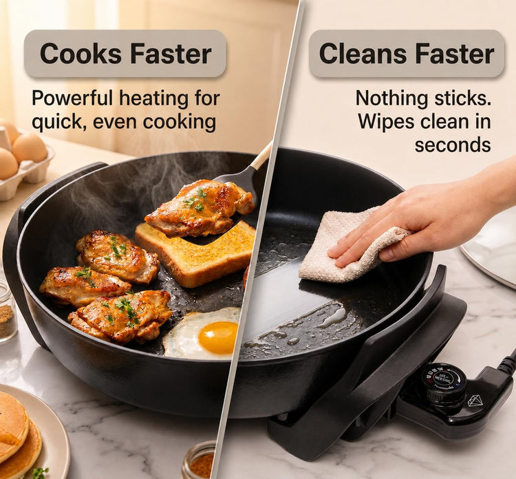 Round Electric Skillet with Lid