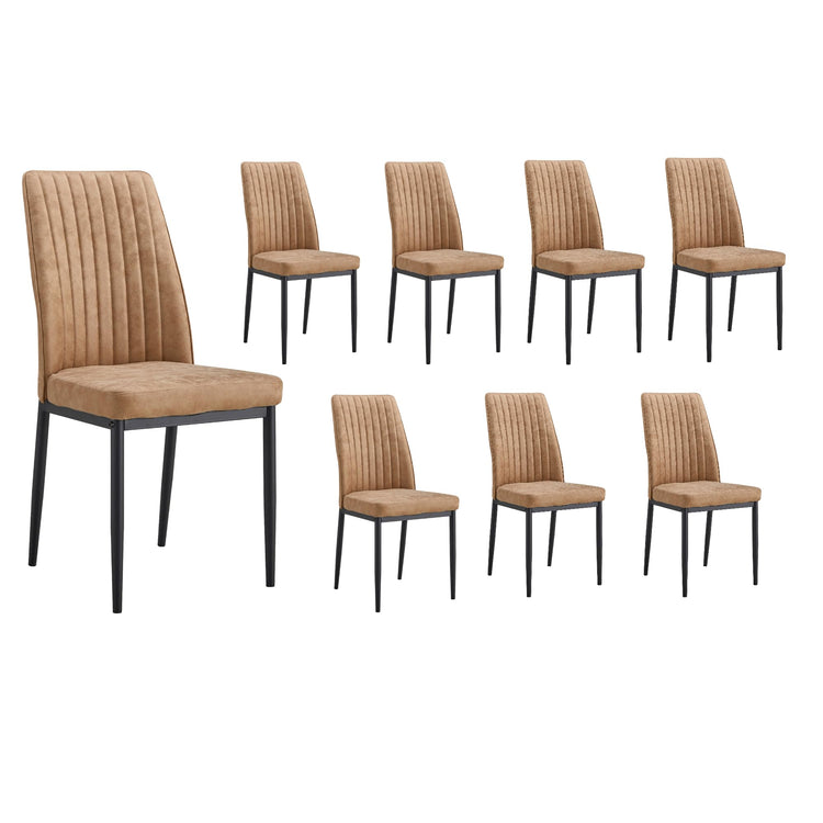 Modern Dining Chairs Set of 8 Kitchen Chairs Set Leathaire Fabric Chair with Metal Leg High Back Upholstered Chair for Dinner Room