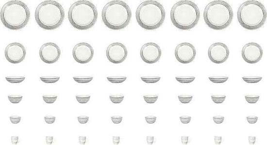 48 Piece Dinnerware Set, Ceramic Plates and Bowls Sets for 8, Microwave and Dishwasher Safe, Handcrafted Tree Bark Series Dish Set, White Birch