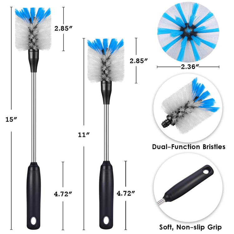 Stainless Steel Bottle Brush with Replaceable Head (2 Count)