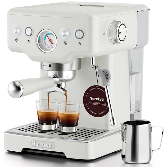 Stainless Steel Espresso Machine with Visible Pressure Guage