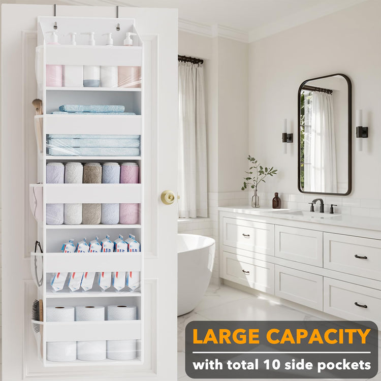 2 Pack Over The Door Organizer with 5 Large Pockets and 10 Mesh Side Pockets