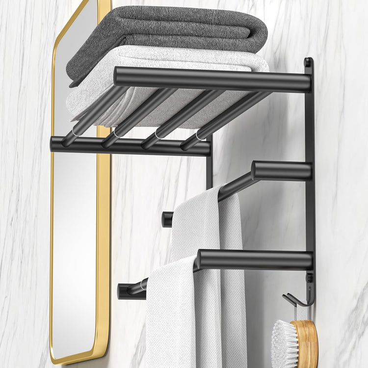 Black Adjustable Towel Bar for Bathroom Wall Mount17