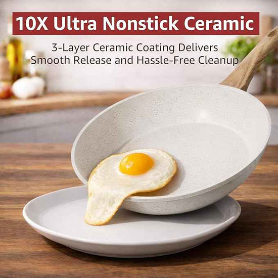 24-Piece Pots and Pans Set Non Stick, Titanium-Reinforced Ceramic Cookware Set, Long-Lasting Nonstick,Non Toxic PFAS-Free, Induction Compatible, Complete Kitchen Set for Everyday Cooking