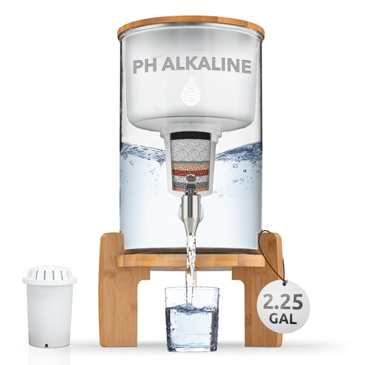 pH Recharge Glass Alkaline Water Filter Dispenser System