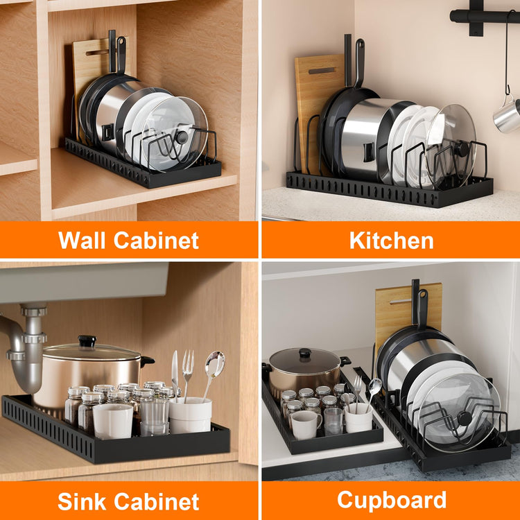 Expandable Pot and Pan Organizer for Cabinet (2 Count)