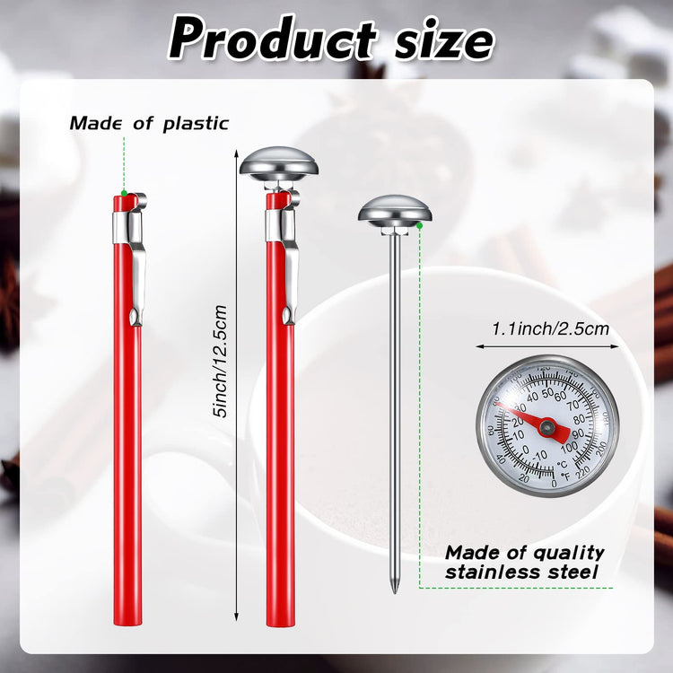 12 Pcs Stainless Steel Kitchen Dial Thermometer 5" (12 Count)