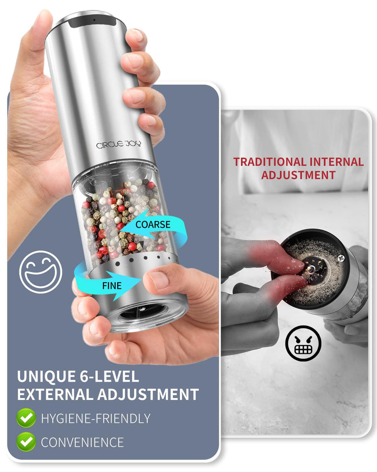 Rechargeable Electric Salt and Pepper Grinder Set with Base