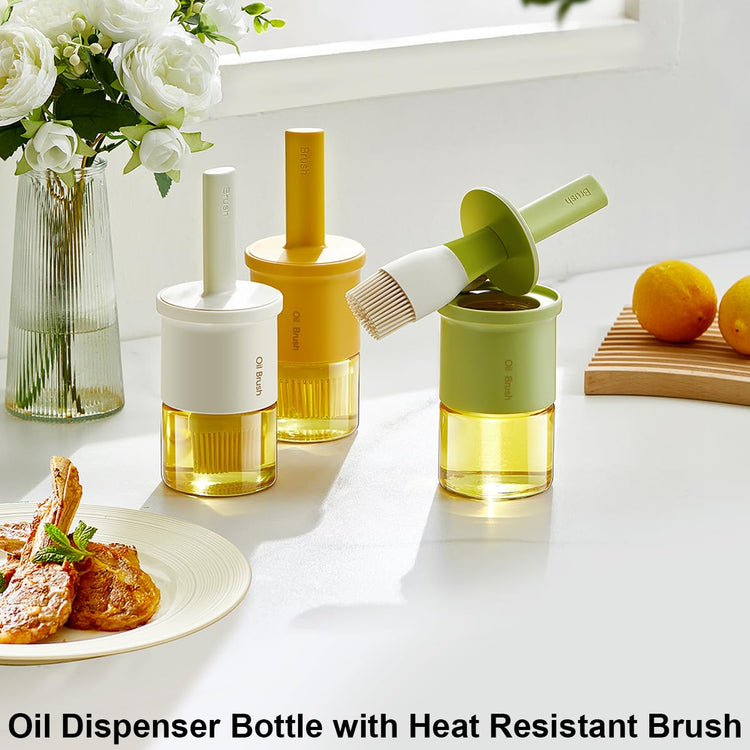 Glass Oil Dispenser with Heat Resistant Brush
