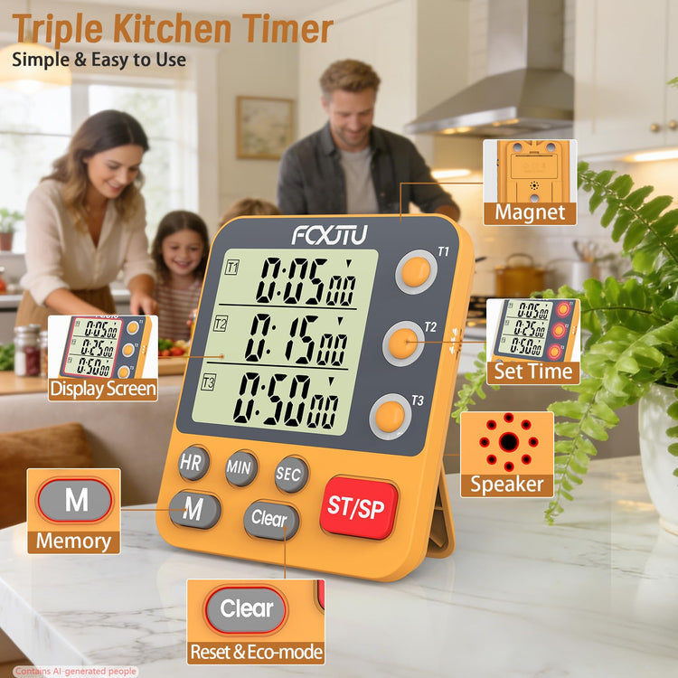 Digital Dual Triple Kitchen Timer