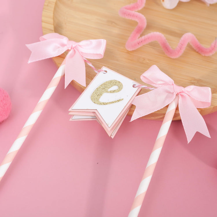 Pink Bow Ribbon Cake Topper