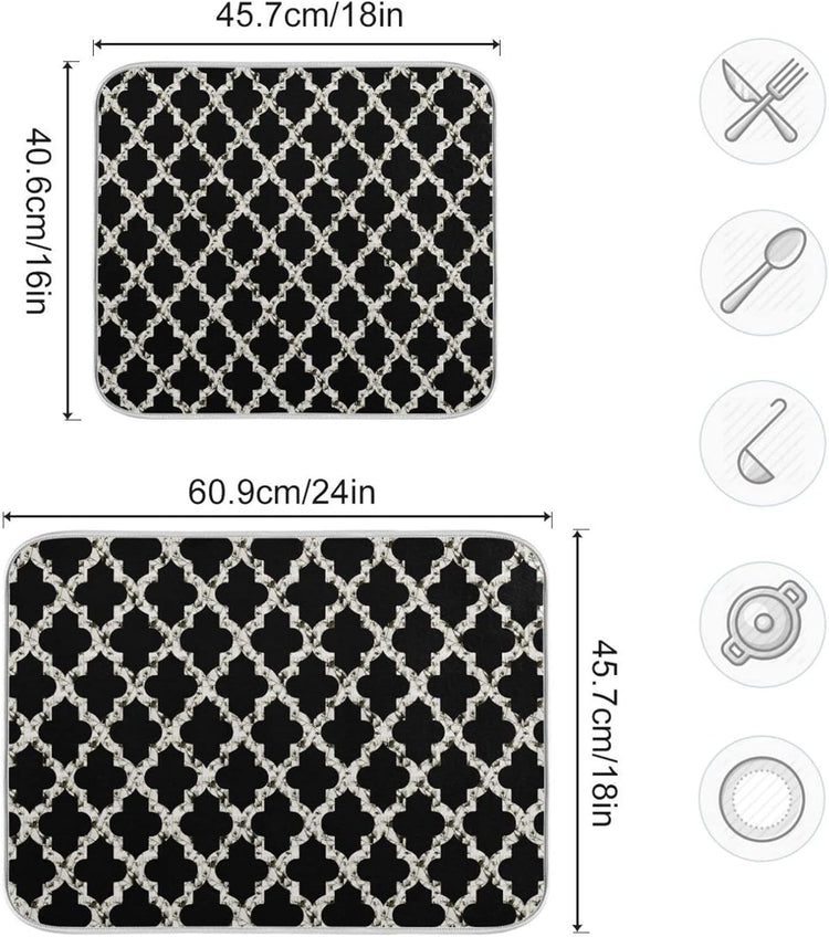 senya Super Absorbent Dish Drying Mat, Microfiber Fast-Drying Dish Mat, 16'' x 18'', Kitchen Dish Drying Pad, Geometry Texture Classic Modern