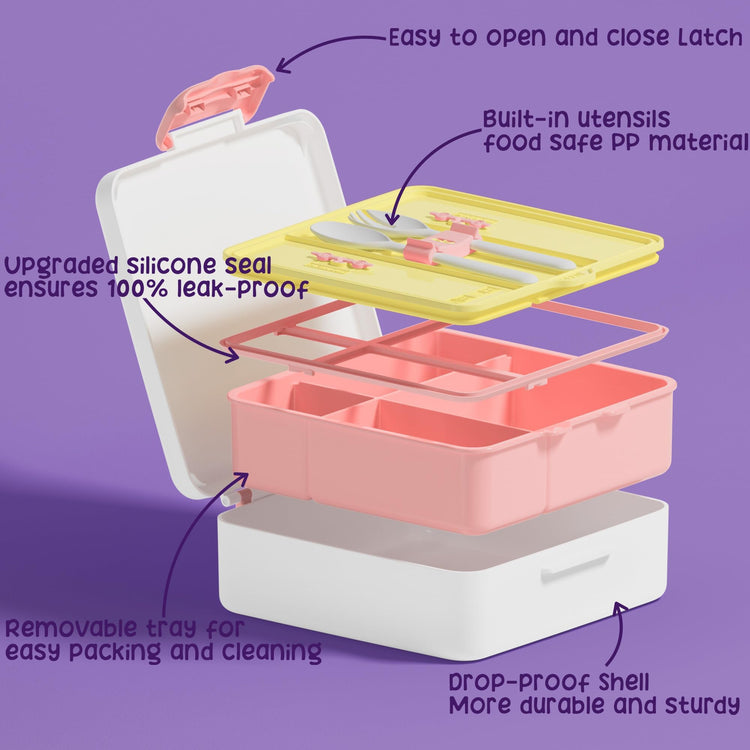 Kids Bento Snack Lunch Box with Thermo Insulated Toddler Lunch Bag