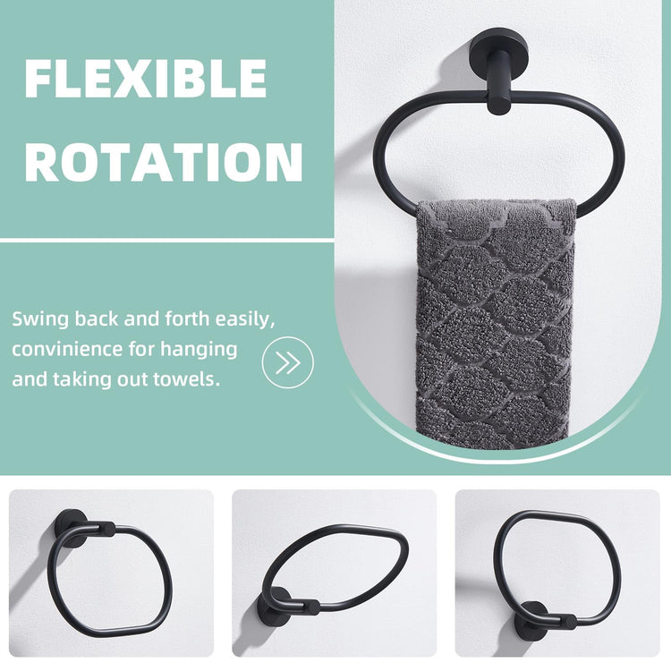 Matte Black Oval Towel Ring