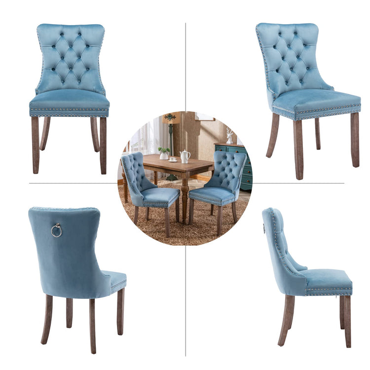 Light Blue Velvet Dining Chairs Set of 6 (6 Count)