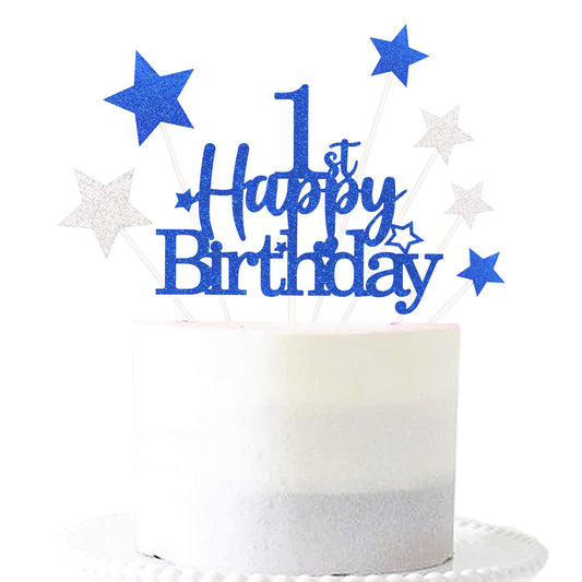 Royal Blue 1st Birthday Cake Topper (7 Count)
