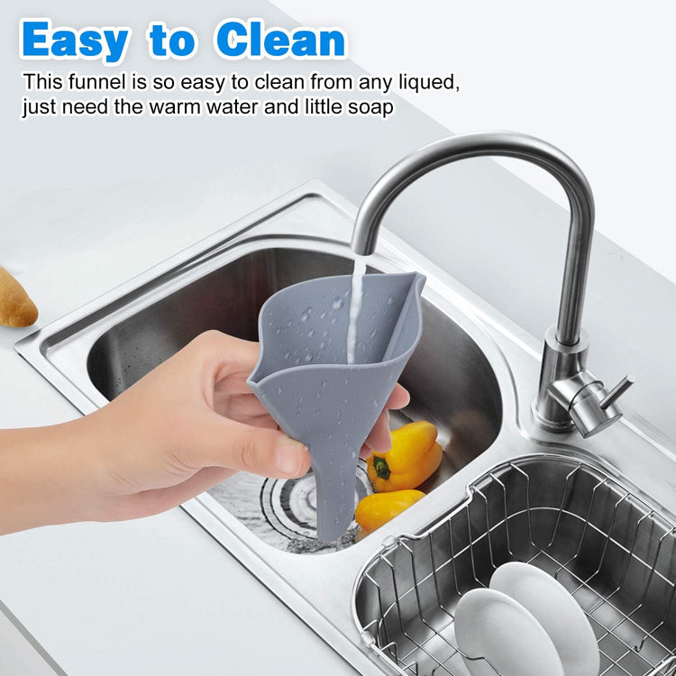 Collapsible Silicone Funnel for Filling Bottles - Fan-Shaped, Foldable, Food Grade, Gray