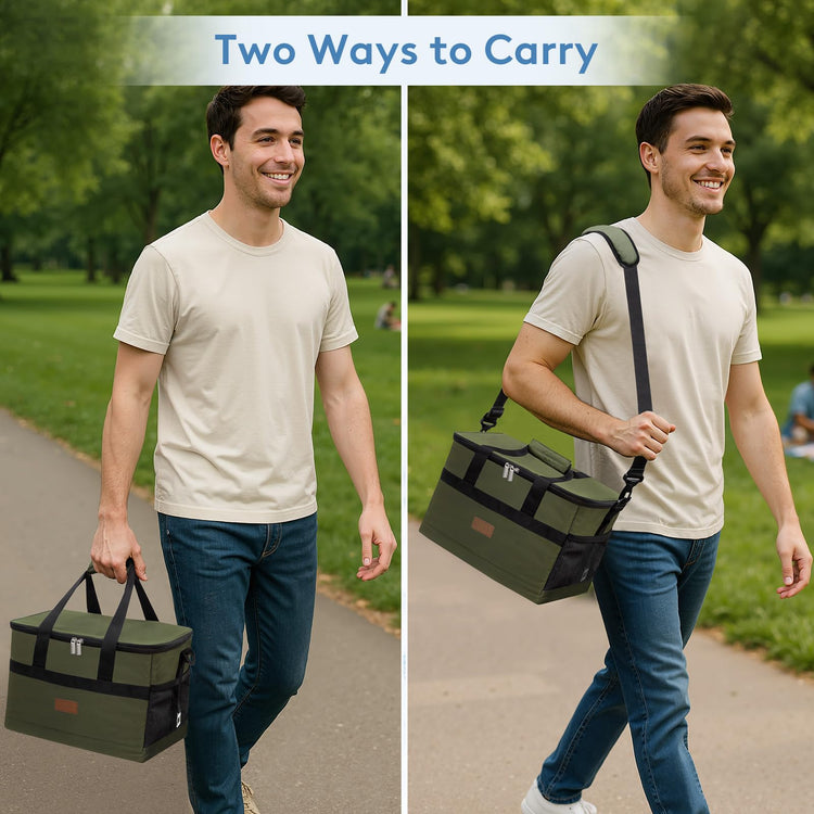 Cooler Bag 30 Cans Collapsible and Insulated Large Lunch Bag Leakproof Soft Cooler Portable for Camping