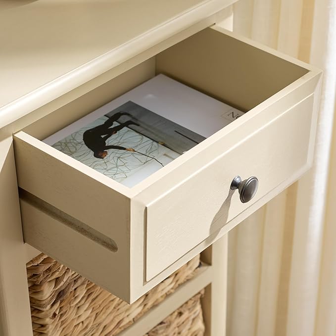 SAFAVIEH Home Collection – Michaela Sand 4-Drawer Storage Unit, Natural Rattan Basket Organization, Fully Assembled (AMH5744G)