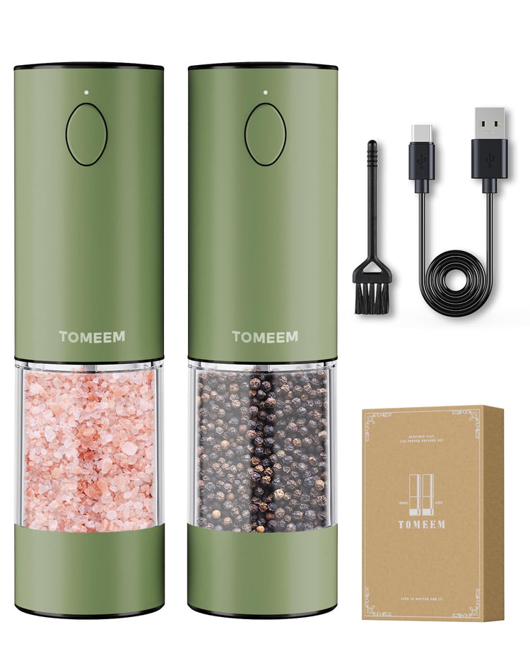 Larger Capacity Rechargeable Electric Salt and Pepper Grinder Set