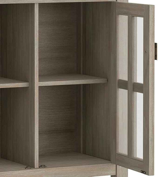 SIMPLIHOME Artisan SOLID WOOD 30 Inch Wide Contemporary Low Storage Cabinet in Distressed Grey, For the Living Room, Entryway and Family Room
