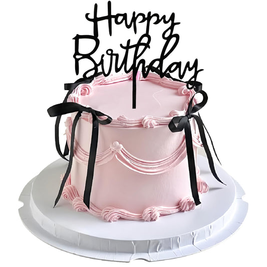 Black Bow Cake Topper Bowknot Ribbons Cupcake Toppers Bow Cake Decorations (7 Count)