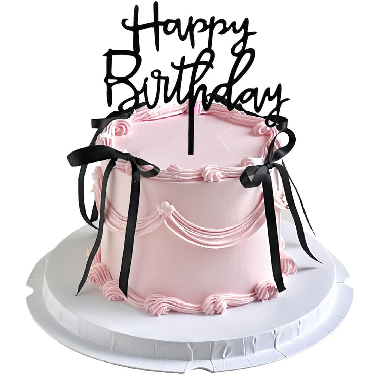 Black Bow Cake Topper Bowknot Ribbons Cupcake Toppers Bow Cake Decorations (7 Count)