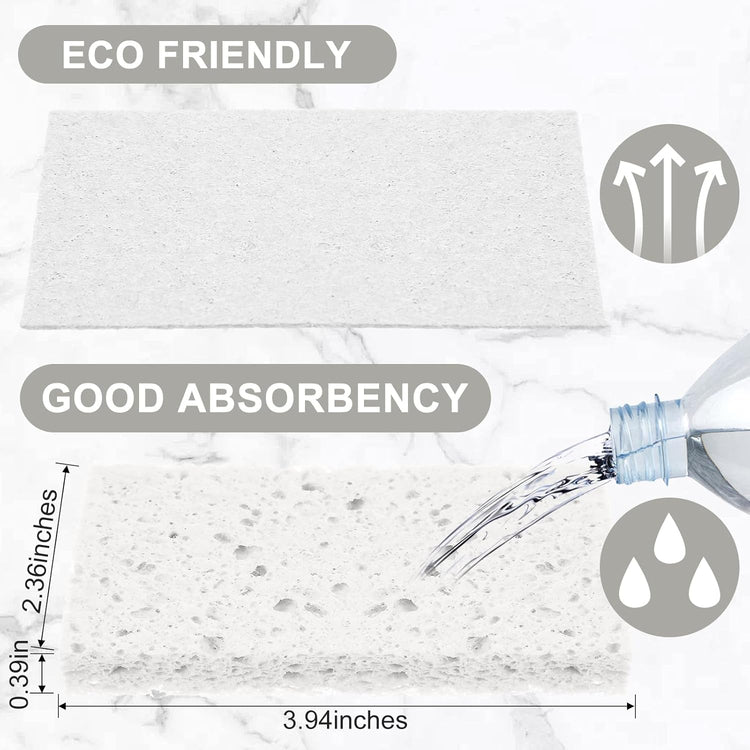 Zhengmy 100 Pieces Kitchen Sponge Bulk Natural Sponges for Dishes Compressed Wood Pulp Sponges Cleaning Sponge Without Scratching for Kitchen Bathroom, 3.9 x 2.4 x 0.12 Inch (White)