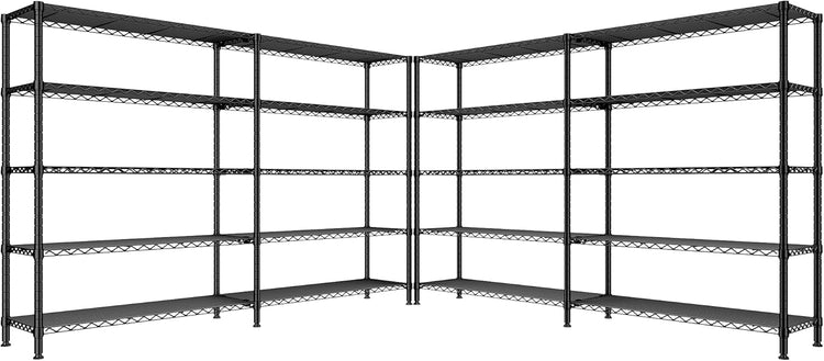 REIBII 70" W Storage Shelves Heavy Duty Load 1600LBS, Metal Shelving 5-Tier Wire Shelving Unit Metal Shelves for Storage Adjustable Shelving Rack for Pantry Kitchen 70" W*15.8" D*72.4" H, 2 Pack