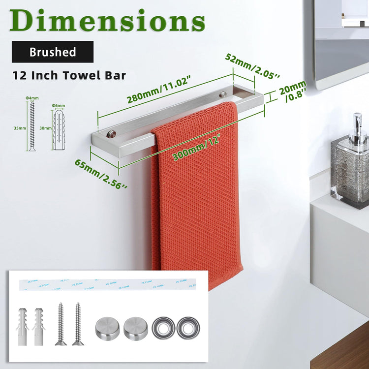 Hand Towel Holder Towel Bar for Bathroom Wall Mounted 12 Inch