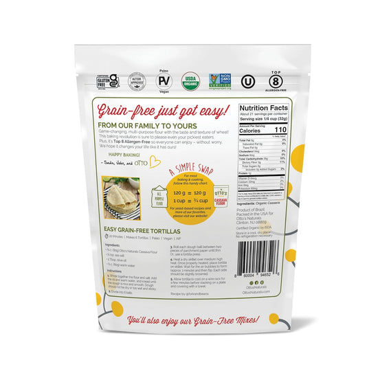 Otto's Naturals Multi-Purpose Cassava Flour, Non-GMO, Gluten-Free, Grain, Nut and Gum-Free, 1-to-1 Wheat Alternative, Paleo, AIP, 1 lb - Nestoria
